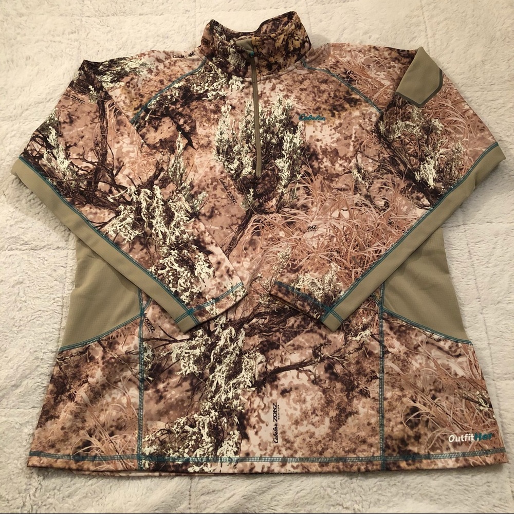 Cabelas Zonz Western Woodland Camo Pullover Sweatshirt Outfit Her womens Sz 2XL